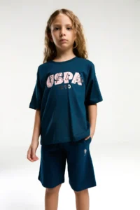 US Polo Assn. U.s. Polo Shirt Assn Girls' Black Bermuda Set