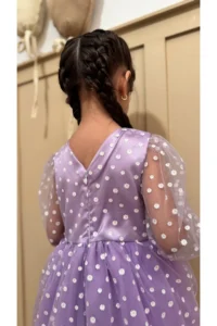 penu baby kids Lilac Flower Detailed Three Quarter Sleeve Baby Girl Dress - Image 6