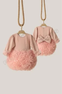 penu baby kids Powder Long Sleeve Cotton Lined Tutu Skirt with Bow for Baby Girl Dress - Image 6