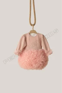 penu baby kids Powder Long Sleeve Cotton Lined Tutu Skirt with Bow for Baby Girl Dress - Image 7