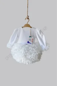 penu baby kids Ecru Long Sleeve Cotton Lined Tutu Skirt with Bow for Baby Girl Dress - Image 6