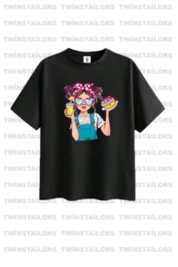 twins tailors Girl and Leopard Patterned Ribbon Printed Pack of 3 Black-White-Yellow Girls' T-Shirts - Image 4