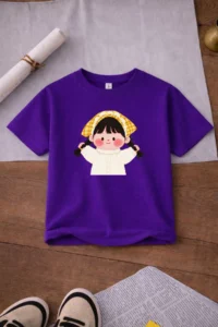 twins tailors Girl with Bow and Mirror Printed 3-Pack Purple-White-Pink Girls' T-Shirts - Image 4
