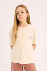 DeFacto Oversize Wide Fit Crew Neck Printed Short Sleeve T-Shirt Girls - Image 3
