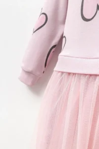 Minipodyum 100% Cotton Seasonal Long Sleeve Daily Girl's Tulle Dress Age 4-7 - Image 7