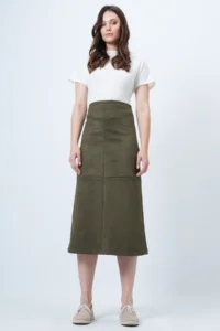 Trend Alaçatı Stili Women's Khaki Hidden Zipper Stitching Detailed Faux Suede Maxi Length Skirt Alc-X14407 - Image 3