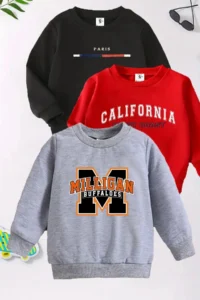 twins tailors Milligan Buffaloes Printed 3-Pack Unisex Gray-Red-Black Crew Neck Kids Sweatshirt