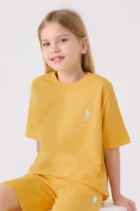 US Polo Assn. U.s. Polo Shirt Assn Girls' Yellow Bermuda Set - Image 2