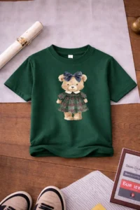 twins tailors Giraffe And Teddy Bear Printed 3-Pack Orange-Beige-Green Girls' T-Shirts - Image 2