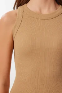 Lovelyİstanbul Pack of 2 Ribbed Knitted Undershirt  BROWN BISCUIT - Image 7