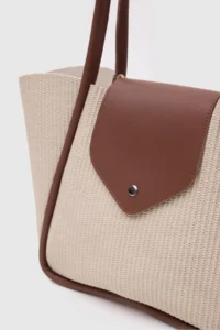 Shule Bags Petre Wicker Shoulder Bag Cream - Image 6