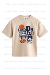 twins tailors Robot And Skateboard Printed 3 Pack Unisex Beige-Black-Green Kids T-Shirt - Image 3