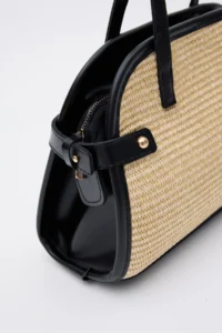 Shule Bags Vosges Wicker Shoulder Bag Black - Image 5