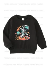 twins tailors Astronaut Printed 3-Pack Unisex Gray-Black-Sax Blue Children's Sweatshirt - Image 3