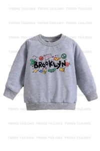 twins tailors Astronaut Printed 3-Pack Unisex Gray-Black-Sax Blue Children's Sweatshirt - Image 5