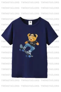 twins tailors Teddy Printed 3 Pack Unisex Orange-Navy Blue-White Children's T-Shirt - Image 2
