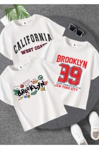twins tailors Basketball Brooklyn Printed 3 Pack Unisex White Kids T-Shirt