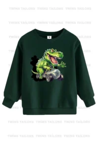 twins tailors Shark And Dinosaur Printed 3 Pack Unisex Green-Grey-Brown Kids Sweatshirts - Image 2