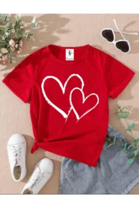twins tailors Ribbon And Heart Printed 3 Pack Navy Blue-Red-White Girls' T-Shirts - Image 4