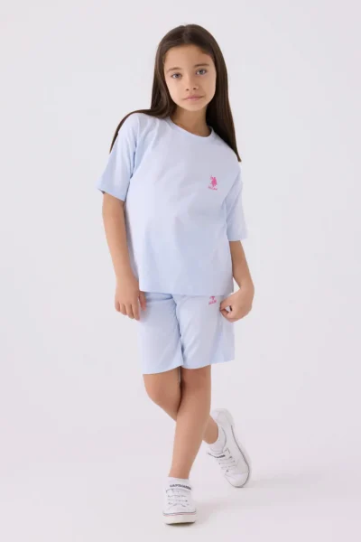 US Polo Assn. U.s. Polo Shirt Assn Girls' Purple Bermuda Set