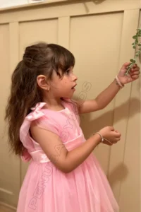 penu baby kids Pink Shoulder Bow Ribbon Tulle Baby Girl Dress - Bow - Image 3