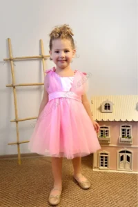 penu baby kids Pink Shoulder Bow Ribbon Tulle Baby Girl Dress - Bow - Image 7