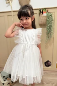 penu baby kids White Tulle Detailed Sleeveless Baby Girl Dress