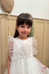 penu baby kids White Tulle Detailed Sleeveless Baby Girl Dress - Image 2