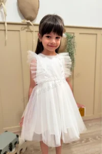 penu baby kids White Tulle Detailed Sleeveless Baby Girl Dress - Image 4