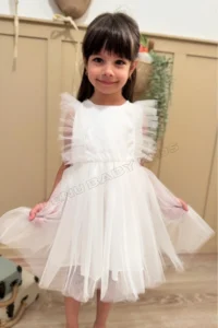 penu baby kids White Tulle Detailed Sleeveless Baby Girl Dress - Image 6