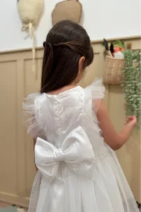 penu baby kids White Tulle Detailed Sleeveless Baby Girl Dress - Image 8