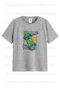 twins tailors Anime Printed 3-Pack Unisex Orange-Grey-Sax Blue Kids T-Shirt/T-Shirt - Image 3