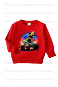 twins tailors Dinosaur Printed 3 Pack Unisex Red-Black-Grey Crew Neck Kids Sweatshirt - Image 2