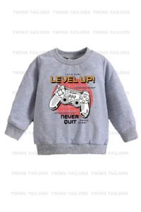 twins tailors Level Up and Mixed Printed 3 Pack Unisex Green-Grey-Sax Blue Children's Sweatshirts - Image 2