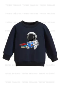 twins tailors Dinosaur and Astronaut Printed 3-Pack Unisex Grey-Navy-Sax Blue Children's Sweatshirts - Image 2