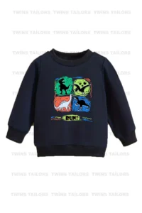 twins tailors Scooter And Dinosaur Printed 3 Pack Unisex Beige-Navy Blue-Brown Kids Sweatshirts - Image 4