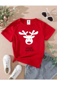 twins tailors Deer Printed 3-Pack Black-White-Red Girls' T-Shirt - Image 2