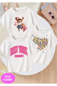twins tailors New York Printed 3-Pack White Girls' T-Shirt