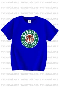twins tailors Hawkıns High School Printed 3-Pack Unisex White-Navy Blue-Sax Blue Children's T-Shirt - Image 4