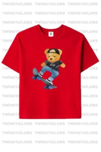 twins tailors Teddy Bear Printed 3 Pack Unisex Navy Blue-Grey-Red Children's T-Shirt - Image 2
