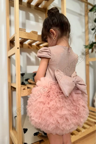penu baby kids Powder Pink Tutu Short Sleeve Baby Girl Dress - Princess