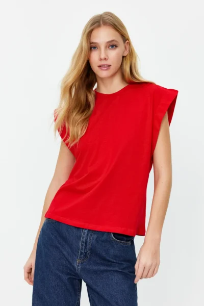 TRENDYOLMiLLA Rejection 100% Cotton Wadding Look Basic Crew Neck Knitting T-Shirt