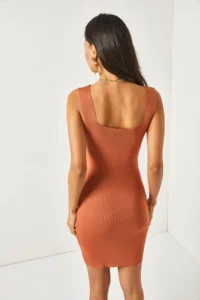 Olalook Women Copper Square Yaka Knit Dress - Image 4