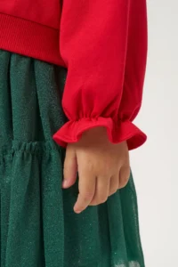 Minipodyum Glittery Tulle Skirt New Year's Eve Outfit for Girls, Top and Bottom Set - Image 7