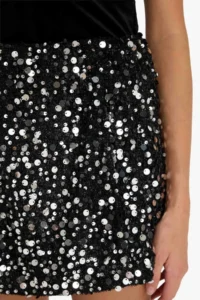 DeFacto Beli Elastic sequined Mini Skirt - Image 3