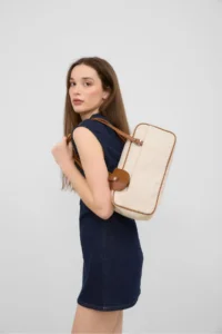 Shule Bags Solea Garnished Rectangular Tote Bag Tan - Image 3