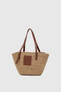 Shule Bags Vittoria Handmade Straw Bag Mink - Image 7