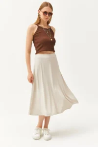 Olalook Women's Stone Waist Elastic Flowy Twist Skirt