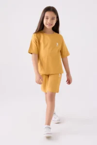 US Polo Assn. U.s. Polo Shirt Assn Girls' Yellow Bermuda Set