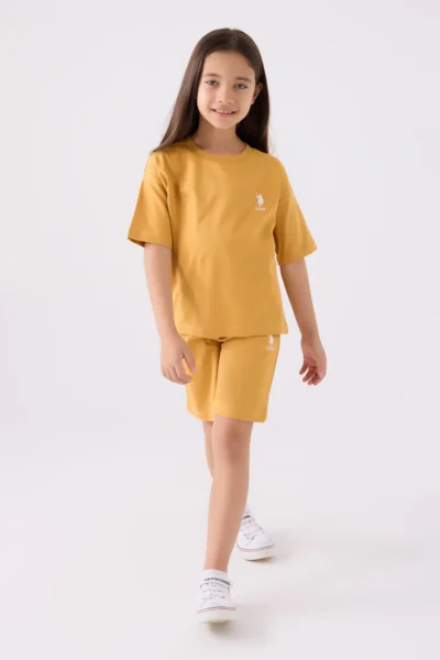 US Polo Assn. U.s. Polo Shirt Assn Girls' Yellow Bermuda Set
